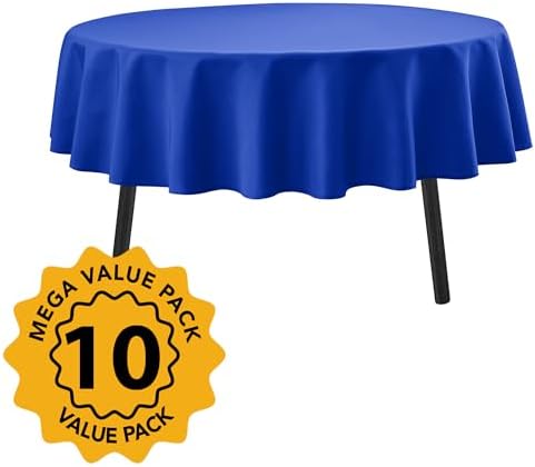 10-Pack Royal Blue Round Tablecloths, 70 in, for 3-4Ft Round Table, alternate view 2