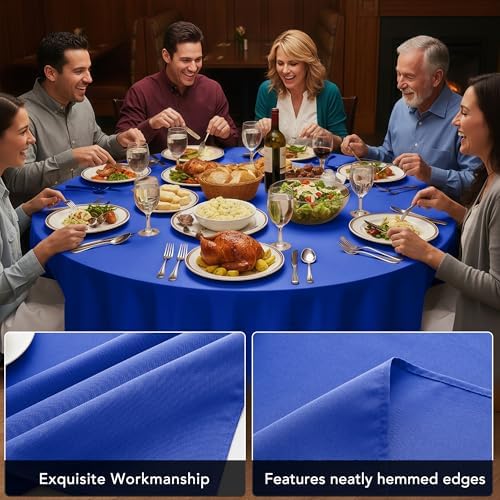 10-Pack Royal Blue Round Tablecloths, 84 in, for 3-5Ft Round Table, alternate view 4