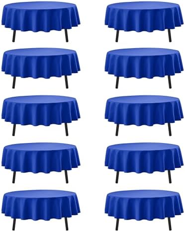 10-Pack Royal Blue Round Tablecloths, 90 in, for 4-5Ft Round Table in Royal Blue