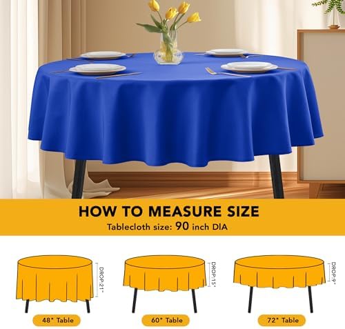 10-Pack Royal Blue Round Tablecloths, 90 in, for 4-5Ft Round Table in Royal Blue, alternate view 6