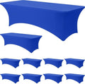 10-Pack Royal Blue Spandex Tablecloth for 8ft Rectangle Tables, Fitted Stretch Table Cover, Wrinkle-Resistant