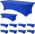 10-Pack Royal Blue Spandex Tablecloth for 8ft Rectangle Tables, Fitted Stretch Table Cover, Wrinkle-Resistant