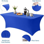 10-Pack Royal Blue Spandex Tablecloth for 8ft Rectangle Tables, Fitted Stretch Table Cover, Wrinkle-Resistant, alternate view