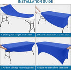 10-Pack Royal Blue Spandex Tablecloth for 8ft Rectangle Tables, Fitted Stretch Table Cover, Wrinkle-Resistant, alternate view