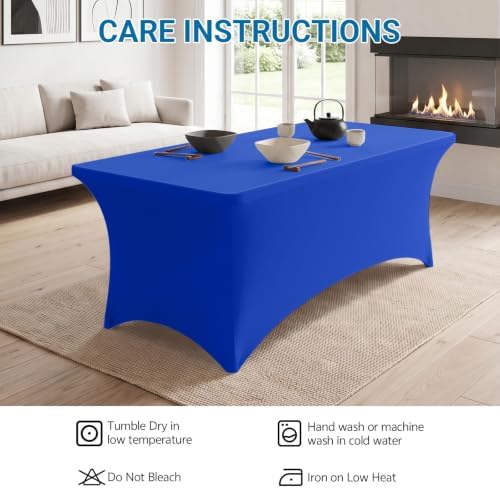 10-Pack Royal Blue Spandex Tablecloth for 8ft Rectangle Tables, Fitted Stretch Table Cover, Wrinkle-Resistant, alternate view