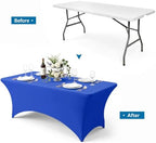 10-Pack Royal Blue Spandex Tablecloth for 8ft Rectangle Tables, Fitted Stretch Table Cover, Wrinkle-Resistant, alternate view
