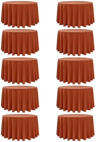 10-Pack Rust Round Tablecloths, 108 in, for 4-5 Ft Round Tables
