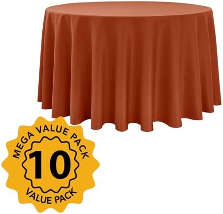 10-Pack Rust Round Tablecloths, 108 in, for 4-5 Ft Round Tables, alternate view 2