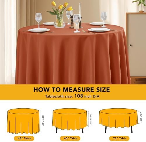 10-Pack Rust Round Tablecloths, 108 in, for 4-5 Ft Round Tables, alternate view 6