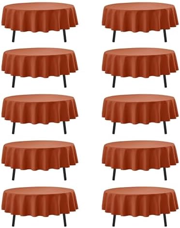 10-Pack Rust Round Tablecloths, 84 in, for 3-5 Ft Round Tables