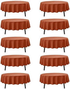 10-Pack Rust Round Tablecloths, 90 in, for 4-5 Ft Round Tables
