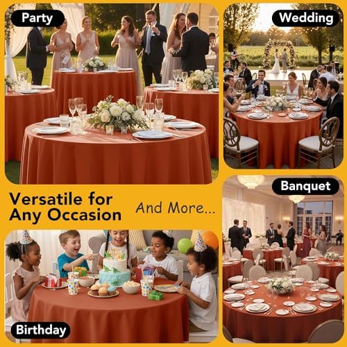 10-Pack Rust Round Tablecloths, 90 in, for 4-5 Ft Round Tables, alternate view 5