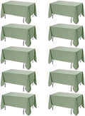 10-Pack Sage Green Tablecloths for Rectangle Tables, 70 x 108 in