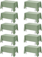 10-Pack Sage Green Tablecloths for Rectangle Tables, 70 x 120 in
