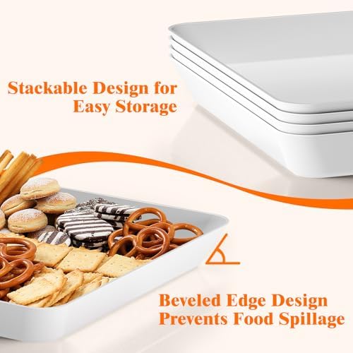 10-Pack Serving Tray Set, Reusable Plastic Serving Platter for Party Supplies, Entertaining, Grilling, alternate view 4