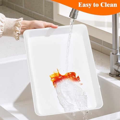 10-Pack Serving Tray Set, Reusable Plastic Serving Platter for Party Supplies, Entertaining, Grilling, alternate view 5