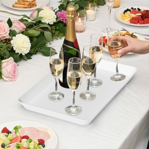 10-Pack Serving Tray Set, Reusable Plastic Serving Platter for Party Supplies, Entertaining, Grilling, alternate view 6