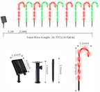 10 Pack Solar Candy Cane Lights, 21 Inch Red and Green Christmas Yard Decor, alternate view 3