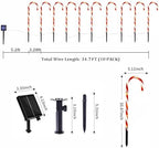 10 Pack Solar Candy Cane Lights, 21 Inch Red Christmas Yard Decorations, alternate view 3