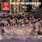 10 Pack Solar Candy Cane Lights, 21 Inch Red Christmas Yard Decorations, alternate view 4