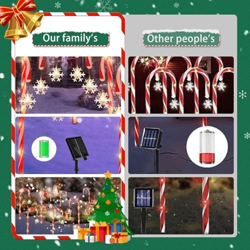 10 Pack Solar Candy Cane Pathway Lights, Warm White Christmas Decor, alternate view 4