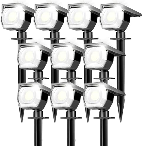 10 Pack Solar Spot Lights Outdoor Waterproof, Landscape Spotlights