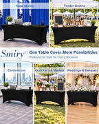 10 Pack Spandex Table Cloth 6FT, Elastic Fitted Black Tablecloth in Black, alternate view 6