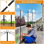 10 Pack String Light Poles,10 Ft Light Poles for Outside String Lights, Outdoor Lights Pole with Fork, Metal, alternate view