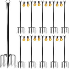 10 Pack String Light Poles for Outside, Upgraded Heavy-Duty Metal Poles for Outdoor String Lights with Fork