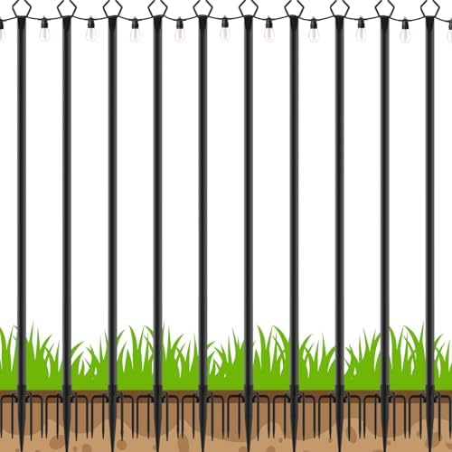 10 Pack String Light Poles, Outdoor String Light Pole 10 ft Forked Metal Light Pole with Adjustable Outdoor