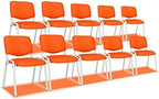 10-Pack Waiting Room Chairs, Stackable Chair for Office, Pu-Orange