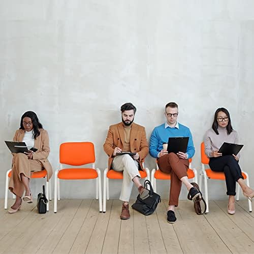 10-Pack Waiting Room Chairs, Stackable Chair for Office, Pu-Orange, alternate view 2