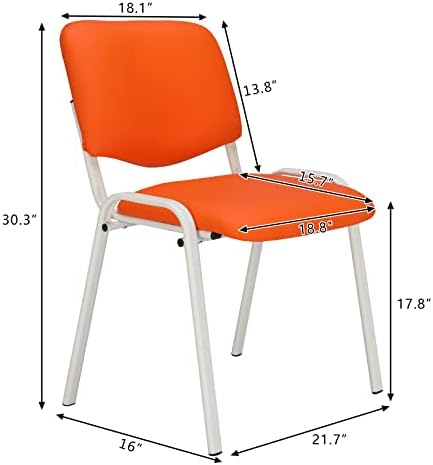 10-Pack Waiting Room Chairs, Stackable Chair for Office, Pu-Orange, alternate view 3