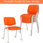 10-Pack Waiting Room Chairs, Stackable Chair for Office, Pu-Orange, alternate view 4