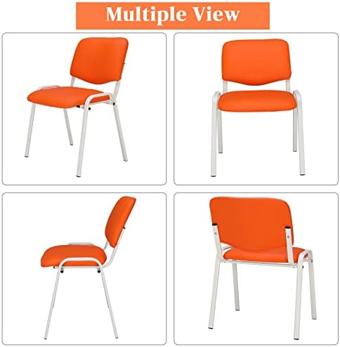 10-Pack Waiting Room Chairs, Stackable Chair for Office, Pu-Orange, alternate view 5