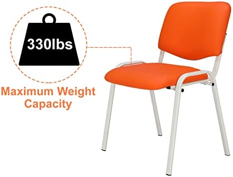 10-Pack Waiting Room Chairs, Stackable Chair for Office, Pu-Orange, alternate view 7