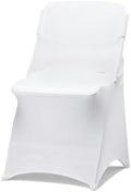 10 Pack White Folding Chair Covers for Party, Spandex Chair Covers for Wedding, Stretch Seat Cover 10 Pieces