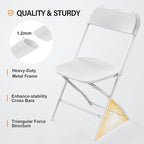 10 Pack White Plastic Folding Chair, Indoor Outdoor Portable Stackable Commercial Seat with Steel Frame 350lb, alternate view
