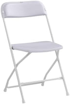 10 Pack White Plastic Folding Chair, Indoor Outdoor Portable Stackable Commercial Seat with Steel Frame 350lb, alternate view