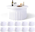 10 Pack White Round Spandex Tablecloths for 60in Tables, 120Inch Stretchy Fitted 5FT Round Table Clothes
