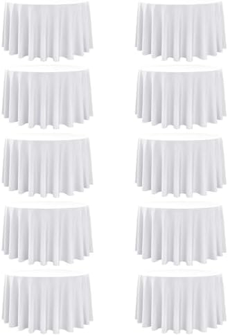 10-Pack White Round Tablecloths, 108 in, for 4-5 Ft Round Tables in White