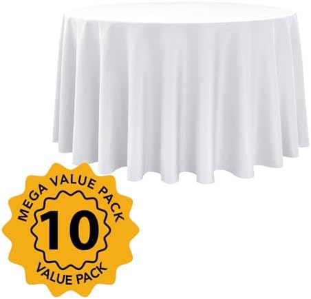 10-Pack White Round Tablecloths, 108 in, for 4-5 Ft Round Tables in White, alternate view 2