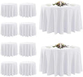 10 Pack White Round Tablecloths, 120 Inch Stain Resistant and Wrinkle Polyester Fabric Washable Table Clothes