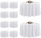 10 Pack White Round Tablecloths, 120 Inch Stain Resistant and Wrinkle Polyester Fabric Washable Table Clothes