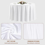 10 Pack White Round Tablecloths, 120 Inch Stain Resistant and Wrinkle Polyester Fabric Washable Table Clothes, alternate view