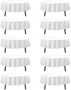 10-Pack White Round Tablecloths, 84 in, for 3-5 Ft Round Tables in White