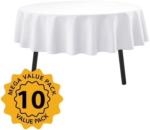 10-Pack White Round Tablecloths, 84 in, for 3-5 Ft Round Tables in White, alternate view 2
