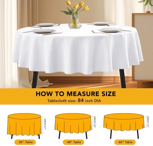 10-Pack White Round Tablecloths, 84 in, for 3-5 Ft Round Tables in White, alternate view 6