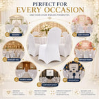 10 Pack White Spandex Chair Covers - Stretch Polyester Slipcovers for Wedding, Banquet, Party & Dining Chairs, alternate view