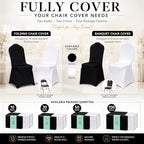 10 Pack White Spandex Chair Covers - Stretch Polyester Slipcovers for Wedding, Banquet, Party & Dining Chairs, alternate view